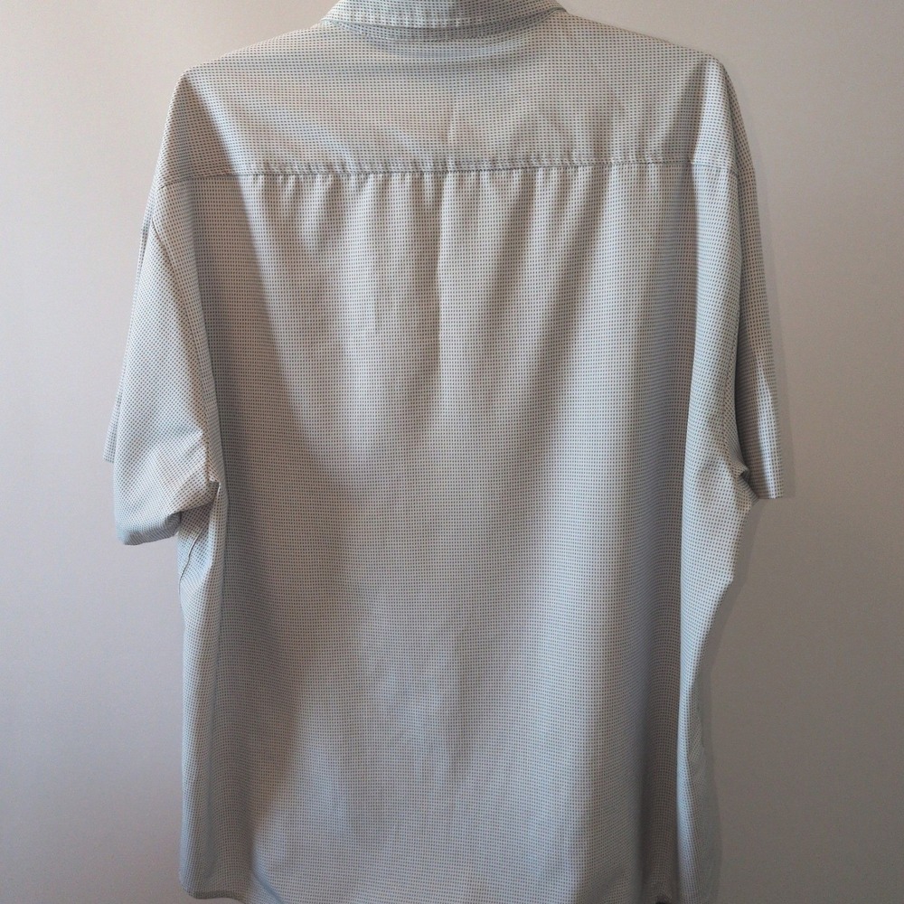 Kenneth Cole Reaction Button Down Men 3X White Blue Grid Stretch Short Sleeve - Picture 5 of 10